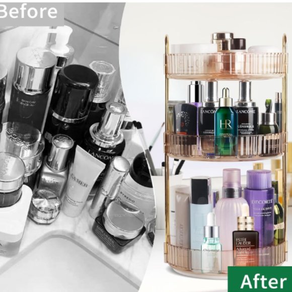 3 Tiers - 360° Turntable Makeup Organizer - Lazy Susan Cosmetics Storage - Picture 4 of 10